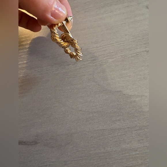 Rose Gold Twisted Hoop Earrings - Picture 4 of 6